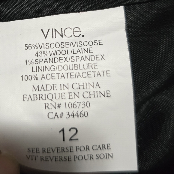 VINCE Wool Blend Double-Breasted Black Blazer Jacket - Picture 7 of 8